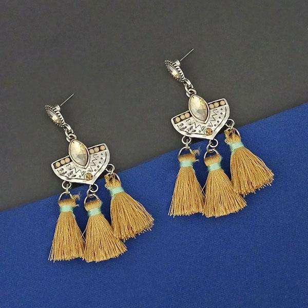 Jeweljunk Yellow Austrian Stone Thread Earrings - 1312321C