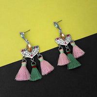 Jeweljunk Multi Austrian Stone Thread Earrings - 1312321D