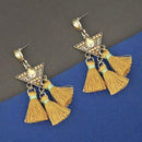 Jeweljunk Yellow Austrian Stone Thread Earrings - 1312322C