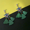 Jeweljunk Multi Austrian Stone Thread Earrings  - 1312322D