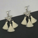 Jeweljunk White Austrian Stone Thread Earrings - 1312322F