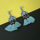 Jeweljunk Blue Austrian Stone Thread Earrings - 1312323A