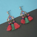 Jeweljunk Multi Austrian Stone Thread Earrings - 1312323D