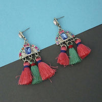 Jeweljunk Multi Austrian Stone Thread Earrings - 1312323D