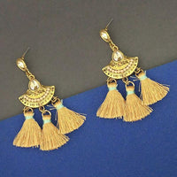 Jeweljunk Yellow Austrian Stone Thread Earrings - 1312324C