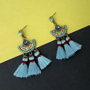 Jeweljunk Blue Austrian Stone Thread Earrings - 1312325A