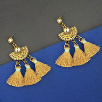 Jeweljunk Yellow Austrian Stone Thread Earrings - 1312325C