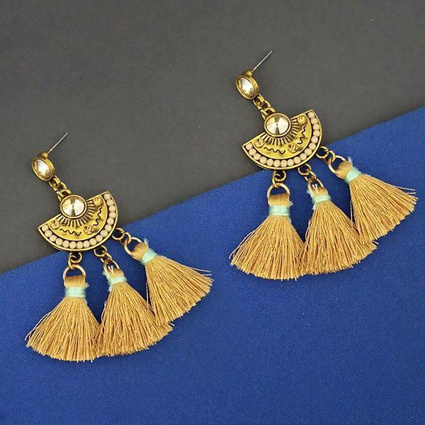 Jeweljunk Yellow Austrian Stone Thread Earrings - 1312325C