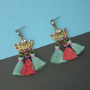 Jeweljunk Multi Austrian Stone Thread Earrings  - 1312325D