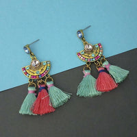 Jeweljunk Multi Austrian Stone Thread Earrings  - 1312325D