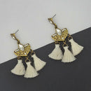 Jeweljunk White Austrian Stone Thread Earrings - 1312326F