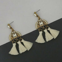 Jeweljunk White Austrian Stone Thread Earrings  - 1312327F