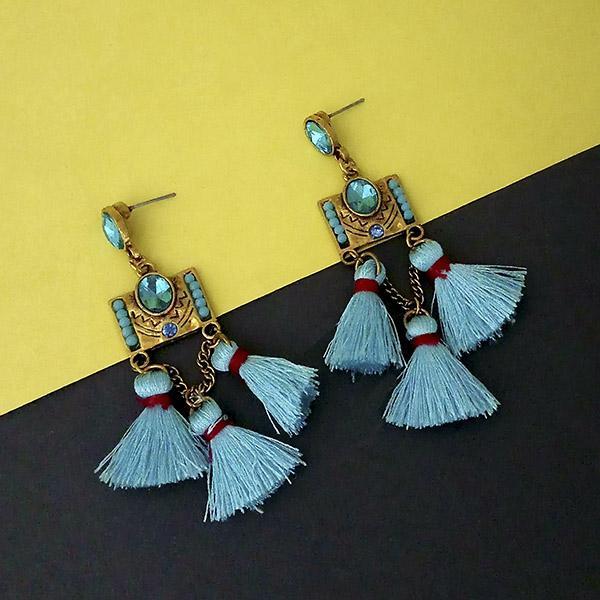 Jeweljunk Blue Austrian Stone Thread Earrings  - 1312328A