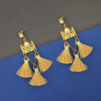 Jeweljunk Yellow Austrian Stone Thread Earrings - 1312328C