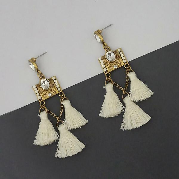 Jeweljunk White Austrian Stone Thread Earrings  - 1312328F