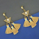 Jeweljunk Yellow Austrian Stone Thread Earrings  - 1312329C
