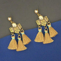 Jeweljunk Yellow Austrian Stone Thread Earrings - 1312330C