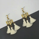 Jeweljunk White Austrian Stone Thread Earrings - 1312330F