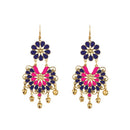 Jeweljunk Blue And Pink Meenakari Afghani Earrings - 1312401C