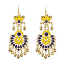 Jeweljunk Yellow Meenakari Gold Plated Afghani Earrings - 1312402A