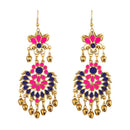 Jeweljunk Pink And Blue Meenakari Afghani Earrings - 1312402C