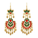 Jeweljunk Red And Green Meenakari Afghani Earrings - 1312402D