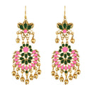 Jeweljunk Pink Meenakari Gold Plated Afghani Earrings - 1312402F