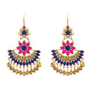 Jeweljunk Blue And Pink Meenakari Afghani Earrings - 1312403C