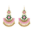 Jeweljunk Pink Meenakari Gold Plated Afghani Earrings - 1312403F
