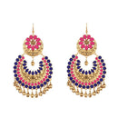 Jeweljunk Blue And Pink Meenakari Afghani Earrings - 1312404C