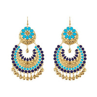 Jeweljunk Blue Meenakari Gold Plated Afghani Earrings - 1312404E