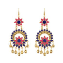Jeweljunk Blue And Pink Meenakari Afghani Earrings - 1312405C