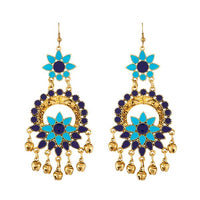 Jeweljunk Blue Meenakari Gold Plated Afghani Earrings - 1312405E