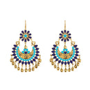 Jeweljunk Gold Plated Blue Meenakari Afghani Earrings - 1312406E