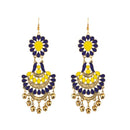 Jeweljunk Gold Plated Blue And Yellow Meenakari Afghani Earrings - 1312407A