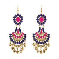 Jeweljunk Blue And Pink Meenakari Afghani Earrings - 1312407C