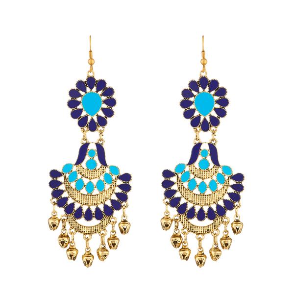 Jeweljunk Blue Meenakari Afghani Earrings - 1312407E