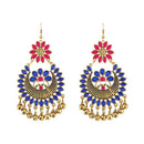 Kriaa Pink And Blue Meenakari Afghani Earrings - 1312408B