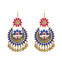 Kriaa Pink And Blue Meenakari Afghani Earrings - 1312408B