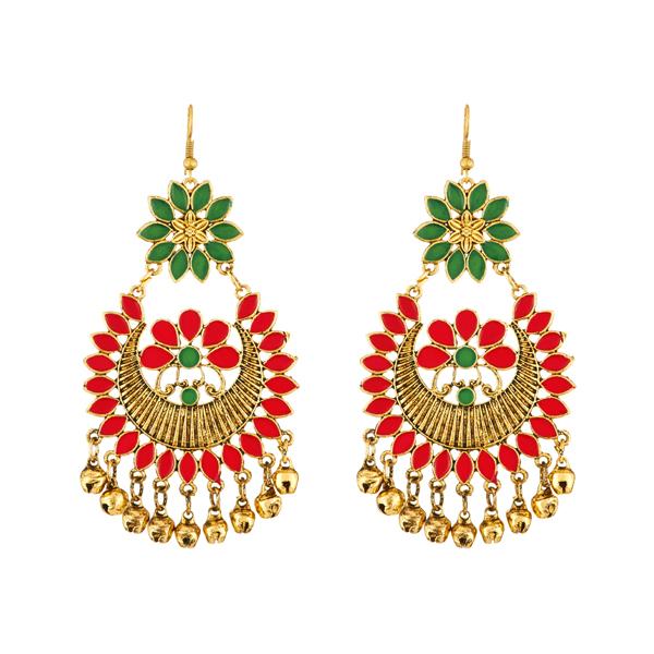 Jeweljunk Red Meenakari Afghani Earrings - 1312408C