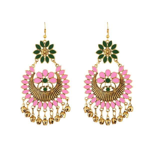 Jeweljunk Pink Meenakari Afghani Earrings - 1312408E