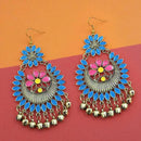 Jeweljunk Blue And Pink Silver Plated Meenakari Afghani Earrings - 1312408F