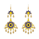 Jeweljunk Yellow And Blue Meenakari Afghani Earrings - 1312409A