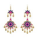 Tip Top Fashions Pink And Blue Meenakari Afghani Earrings - 1312409B