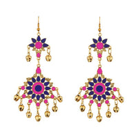 Tip Top Fashions Pink And Blue Meenakari Afghani Earrings - 1312409B