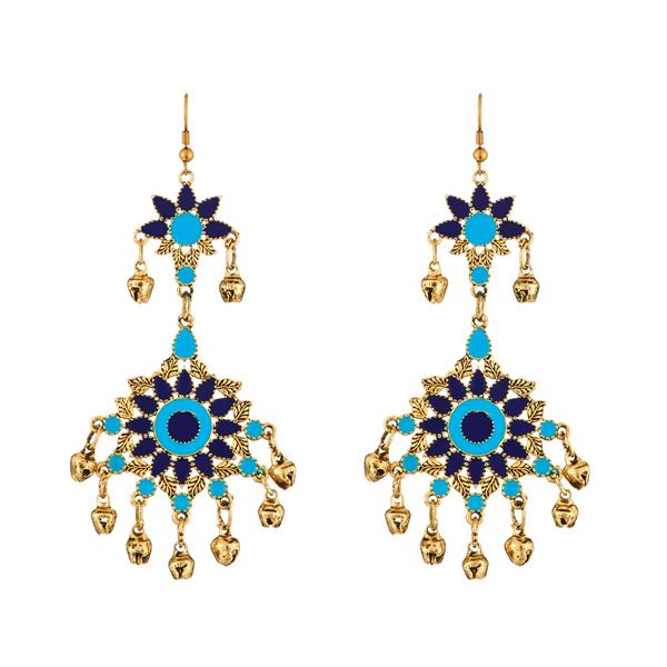 Jeweljunk Blue Meenakari Afghani Earrings - 1312409D