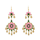 Jeweljunk Pink Meenakari Gold Plated Afghani Earrings - 1312409E