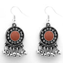 Jeweljunk Oxidised Plated Brown Meenakari Afghani Earrings - 1312426D