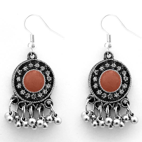 Jeweljunk Oxidised Plated Brown Meenakari Afghani Earrings - 1312426D