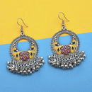 Jeweljunk Yellow And Maroon Silver Plated Meenakari Afghani Earrings - 1312427C